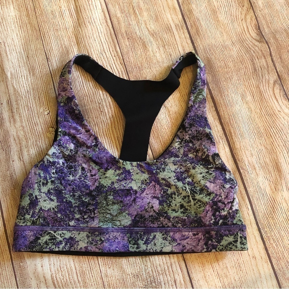 Lululemon Break Free Bra (Nulux) - Vivid Vision Multi Black‎ / Black